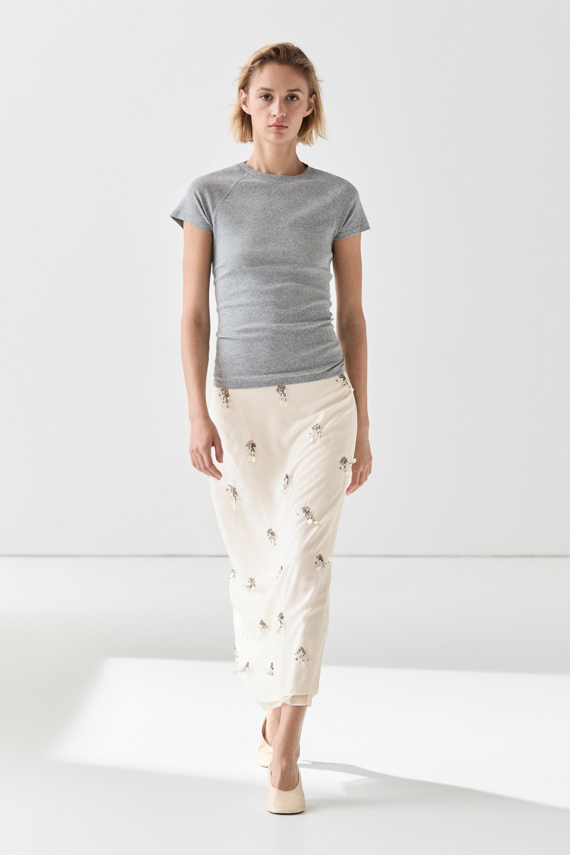 Midi skirt with beading